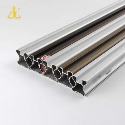 Brushed polished clear anodized aluminum guide rail profile for sliding wardrobe and closet door